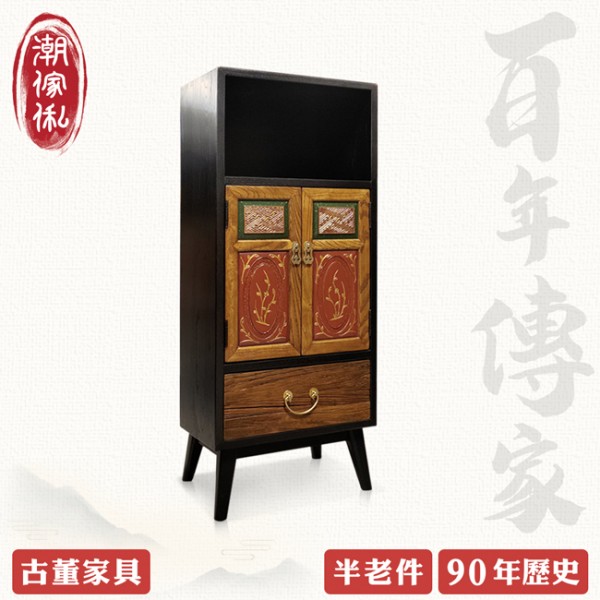 【C'est Chic】蒹葭倚風單格單抽雙門實木雕刻櫃(半老件90年)-幅42cm