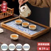 【C'est Chic】清盞香茗景德鎮青花瓷方茶盤-幅39cm-5色可選