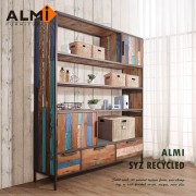 福利品 ❘【ALMI】SYZ RECYCLED-BOOKSHELVES 雙門三抽船板復古書架