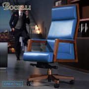 【BOCELLI】CREATIVO創意風尚高背辦公椅(義大利牛皮)深藍