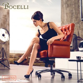 【BOCELLI】GUSTO品味風尚中背辦公椅(義大利牛皮)橘紅