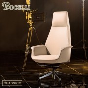 【BOCELLI】CLASSICO經典風尚高背辦公椅(義大利牛皮)優雅米