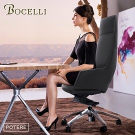 【BOCELLI】POTERE力量風尚高背辦公椅(義大利牛皮)深灰