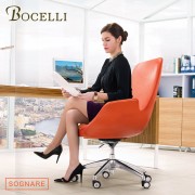 【BOCELLI】SOGNARE夢想中背辦公椅(義大利牛皮)橘紅