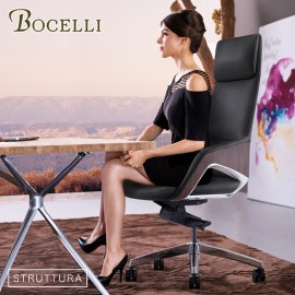 【BOCELLI】STRUTTURA質感風尚高背辦公椅(義大利牛皮)經典黑