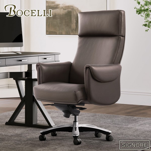 【BOCELLI】SIGNORE紳士魅力高背辦公椅(義大利牛皮)優雅褐