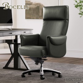 【BOCELLI】SIGNORE紳士魅力高背辦公椅(義大利牛皮)墨綠