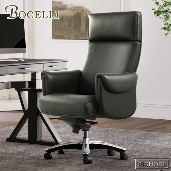 【BOCELLI】SIGNORE紳士魅力高背辦公椅(義大利牛皮)墨綠