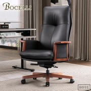 【BOCELLI】BOSS企業家風尚高背辦公椅/老闆椅(義大利牛皮)黑