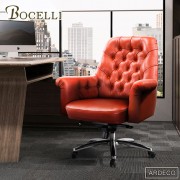 【BOCELLI】ARDECO文藝復興中背辦公椅(義大利牛皮)橘紅