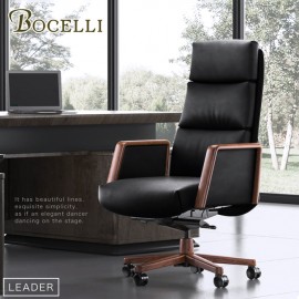 【BOCELLI】LEADER領航風尚高背辦公椅/老闆椅(義大利牛皮)黑