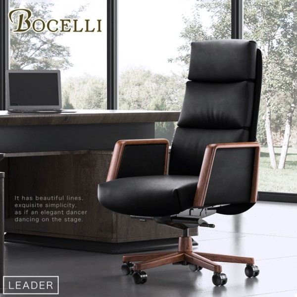【BOCELLI】LEADER領航風尚高背辦公椅/老闆椅(義大利牛皮)黑