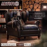 【ARTOPI】Charlemagne查理曼牛皮單人雪茄沙發-酒棕