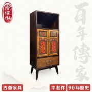 【C'est Chic】翠微隱霞單格單抽雙門實木雕刻櫃(老件90年)-幅45cm
