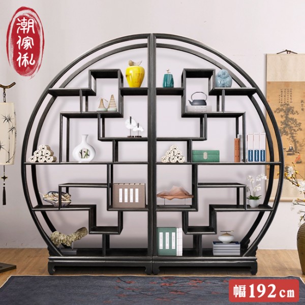 【C'est Chic】鴻儒藏書榆木古董架(1對)(復古)-幅192cm