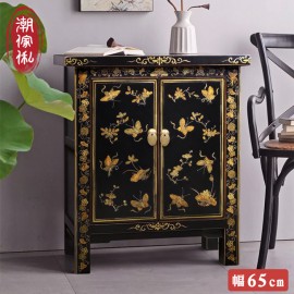 【C'est Chic】高唐賦描花雙門楊木收納櫃-幅65cm-風化黑