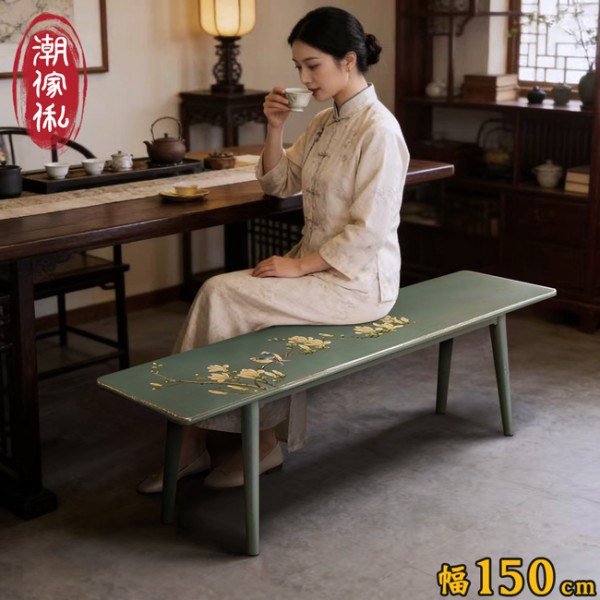 【C'est Chic】廊亦舫手繪楊木長凳-幅150cm