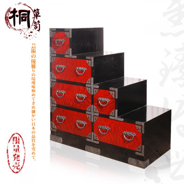 桐簞笥】雋臻傳世-頂級階段簞笥(赤塗)幅90cm
